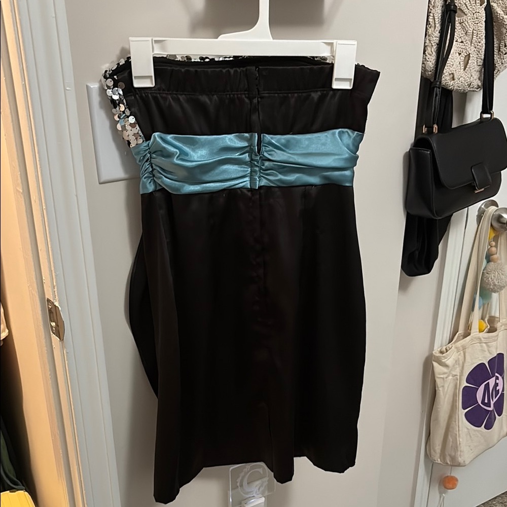 Speechless Blue and Silver Sequin Strapless Cocktail Dress - Picture 2 of 3